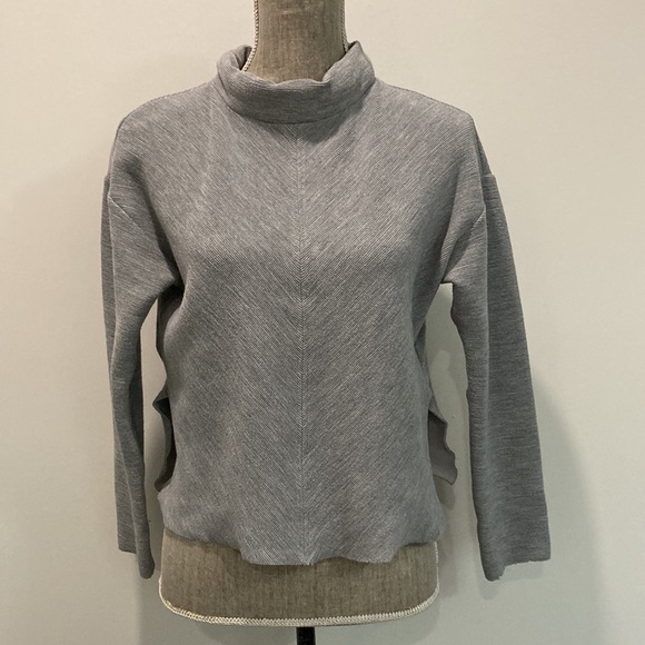 ZARA Grey Mock neck Crop Sweater - Picture 3 of 16